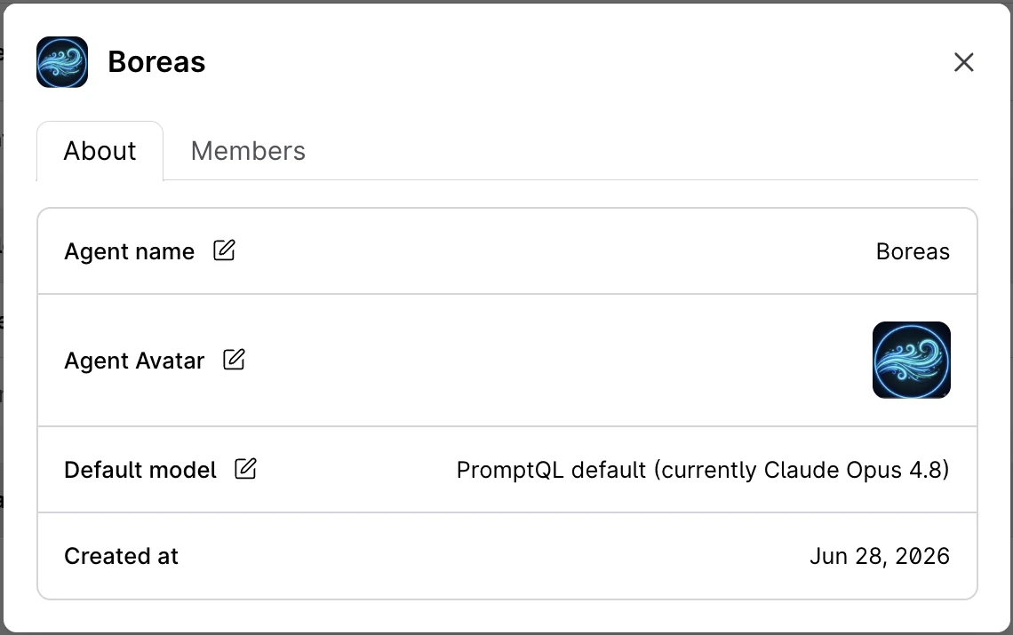 Naming your team AI Boreas in the PromptQL app