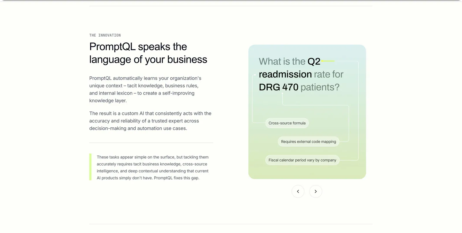 The PromptQL landing page a year ago